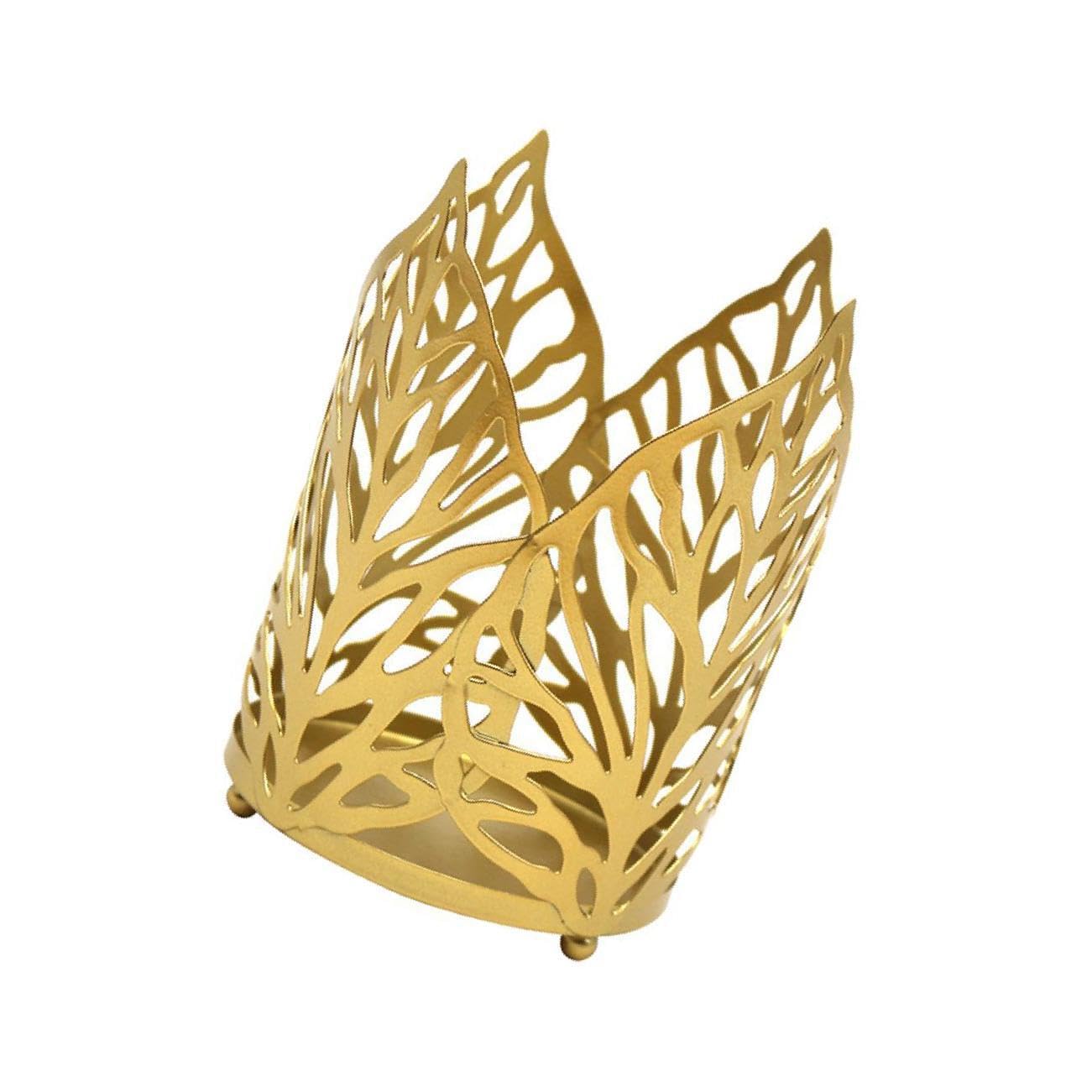 ALCXAZS Ornate Candle Holder Lantern 5x15cm Tealight Stand Centerpiece Vintage Pillar, Golden, 15x11.5cm