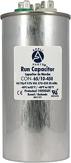 - Appli Parts Condensador Capacitor de Marcha 65+10 Mfd uF (microfaradios) 370VAC o 450VAC CBB65 Universal Aire acondicionado y aplicaciones Redondo UL E476928 13.3cm Alto 5.7cm Ancho CON-65/10-450