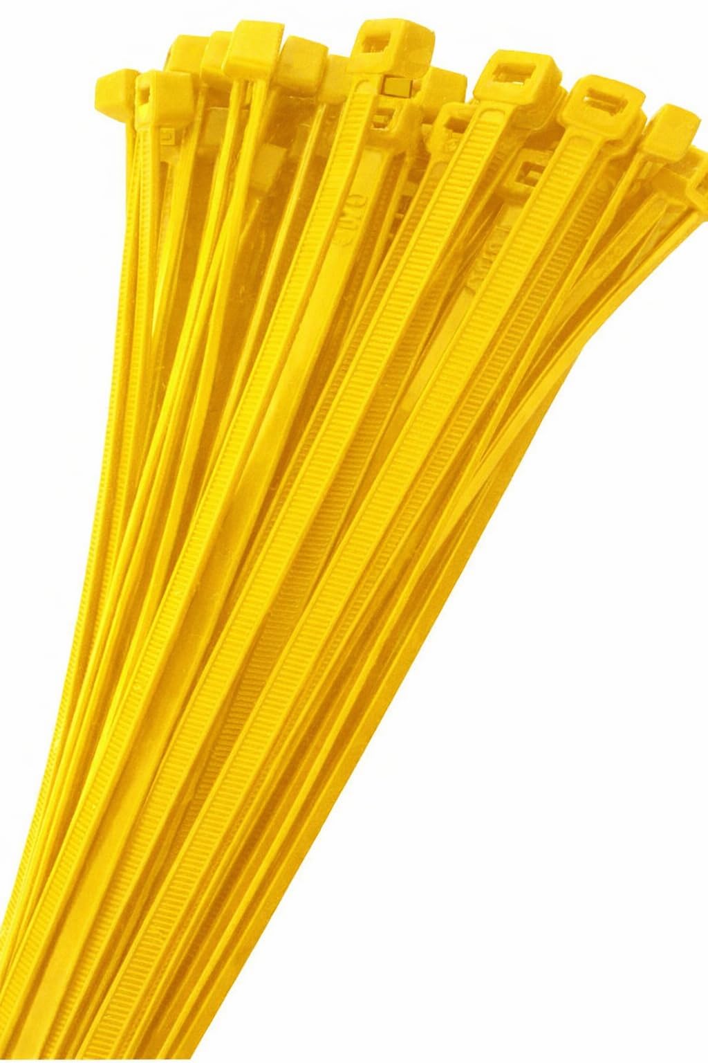 Knnx Yellow Cable Ties 200Mm X 3.6Mm Pack Of 50 Tensile Strength 18.35Kg