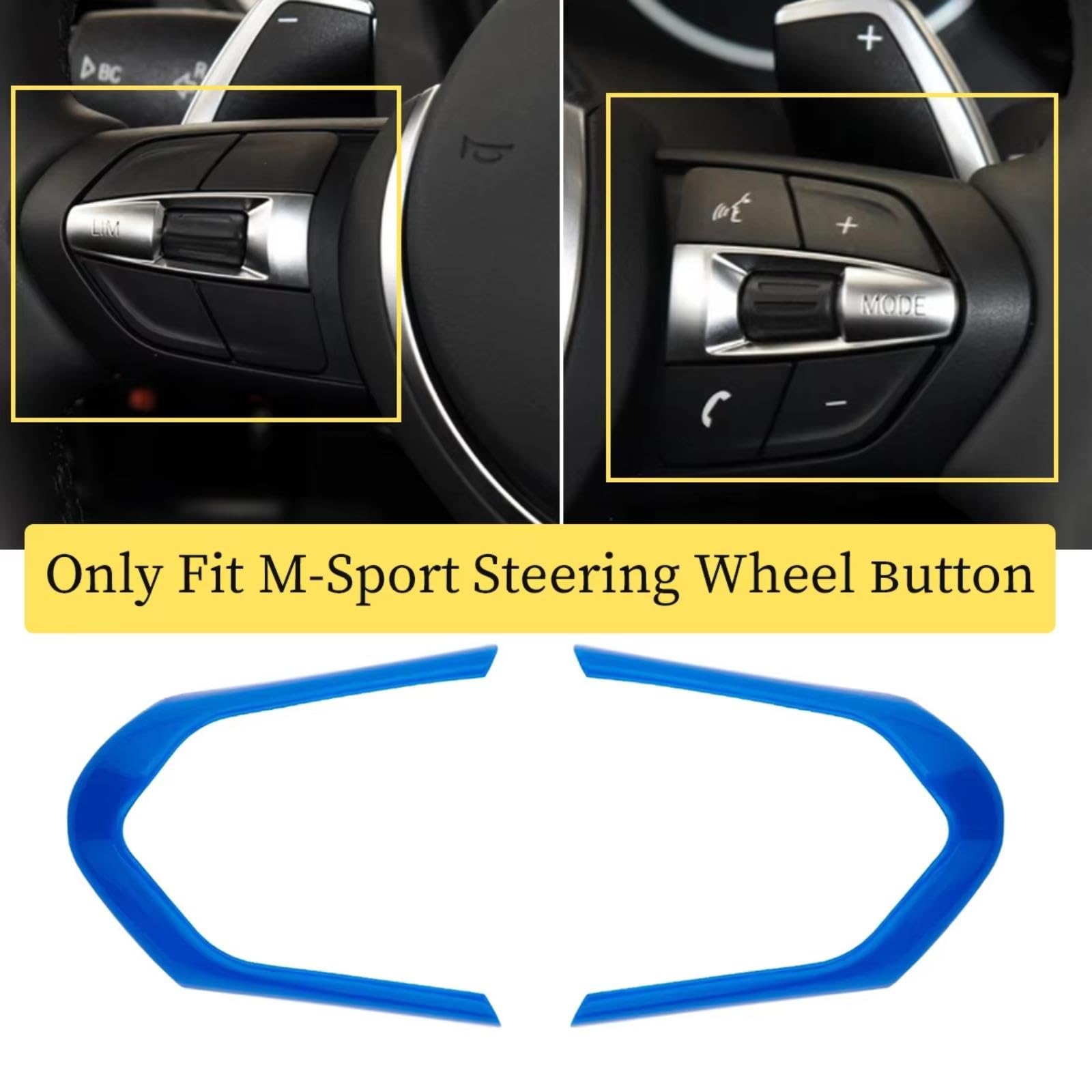 Adesivi Per Pulsanti Auto Per BMW F20 F22 F30 F31 F32 F33 F36 M-Sport | Adesivo Per Rivestimento Della Copertura Del Telaio Del Pannello Dei Pulsanti Del Volante Dell'auto(Blue)