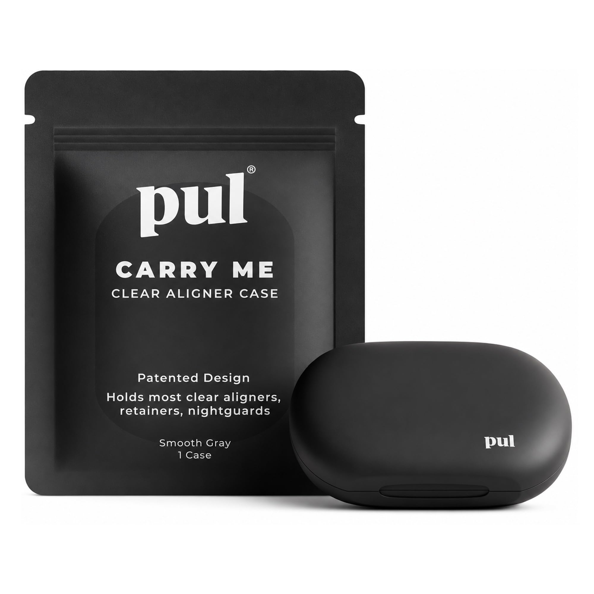 PUL Retainer Case for Invisalign &amp; Clear Aligners - Slim Clear Aligner Case with Secure Magnetic Closure - Travel Retainer Holder for Invisalign Accessories, Mouth Guards &amp; Dentures - Gray