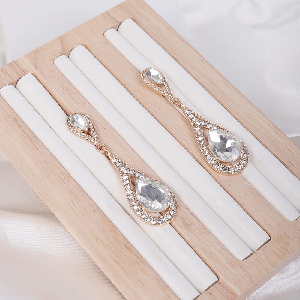JWICOS Crystal Rhinestones Teardrop Dangle Earrings for Women Wedding Earrings for Brides and Bridesmaids - Image 3