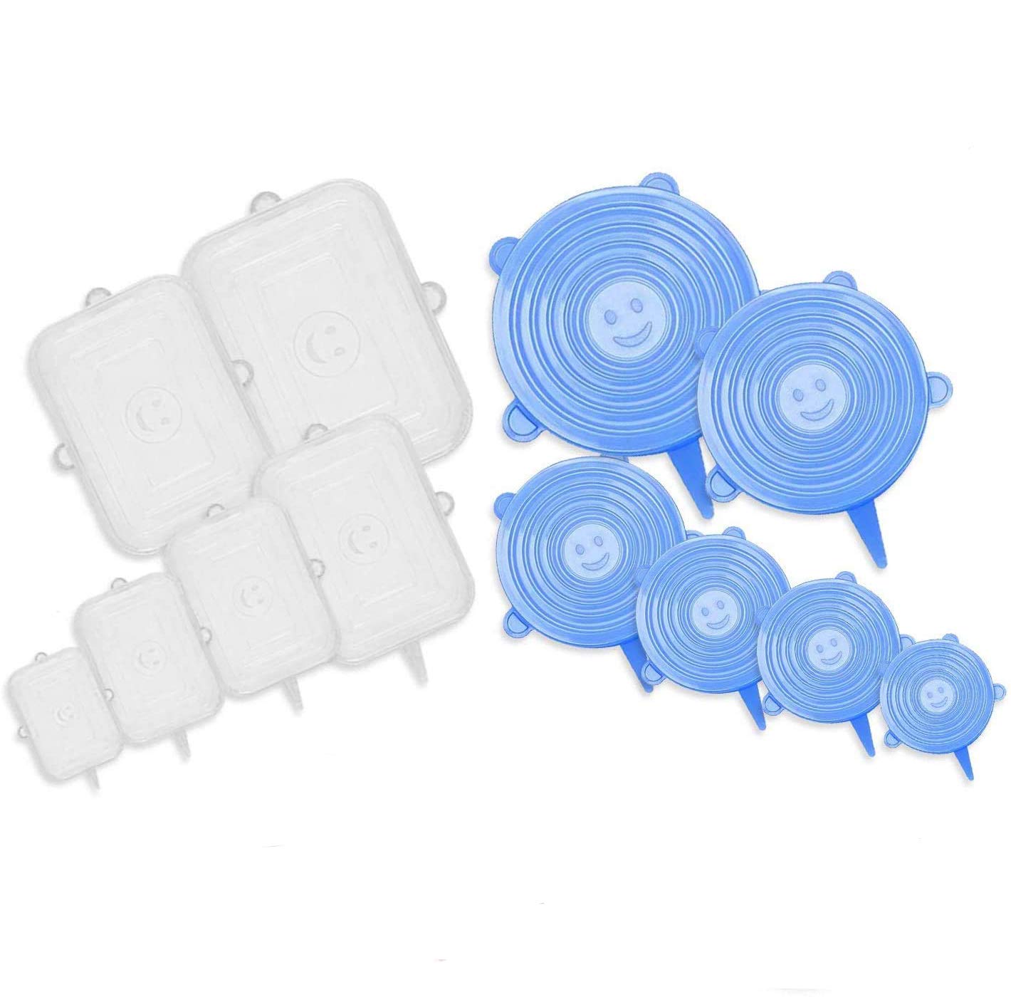 AMERTEER 12-Piece Reusable Silicone Stretch Lids – Multi-Size Food Storage Covers, Suction Lids for Bowls, Pots, Cups & Containers, Durable and Expandable Eco-Friendly Silicone Food Saver Lids