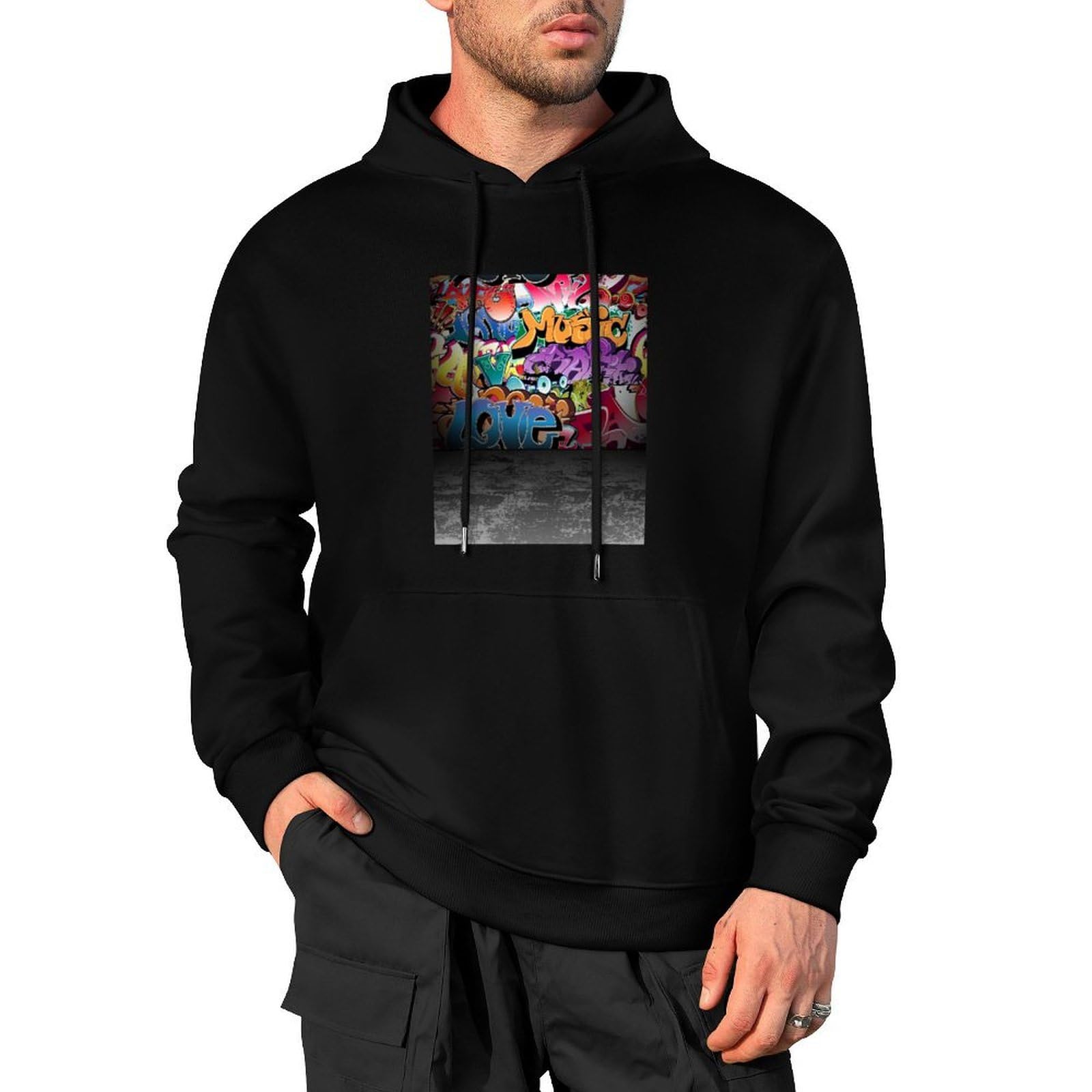 Męskie i damskie bluzy z kapturem ze sznurkiem, kolorowa bluza z kapturem graffiti