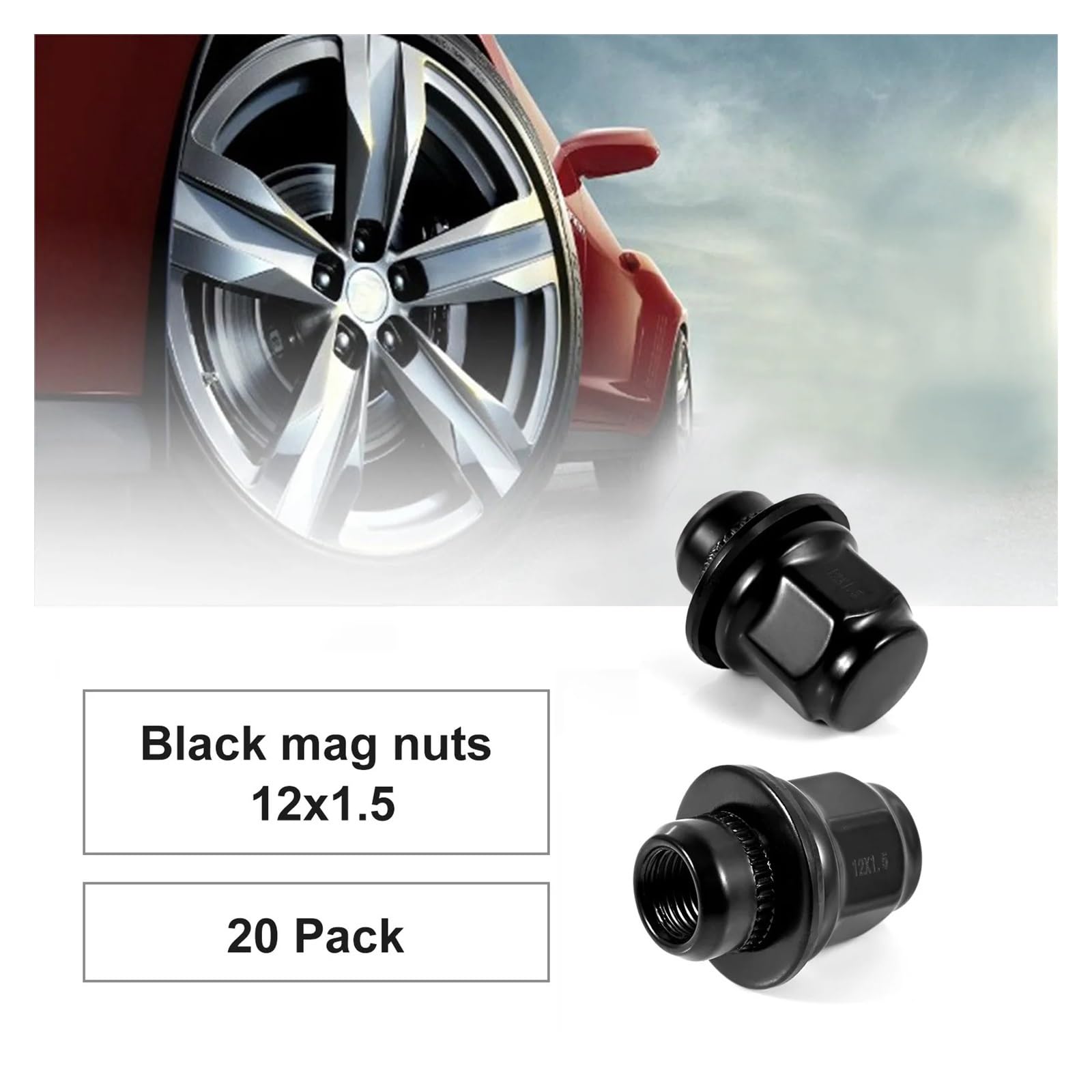 Tornillos para ruedas Compatible Con Toyota Para Camry Para Highlander Para Prius Tuercas M12x1.5 13/16" 21 mm Hexagonales 1.46x1.18 pulgadas Negras 20 unidades