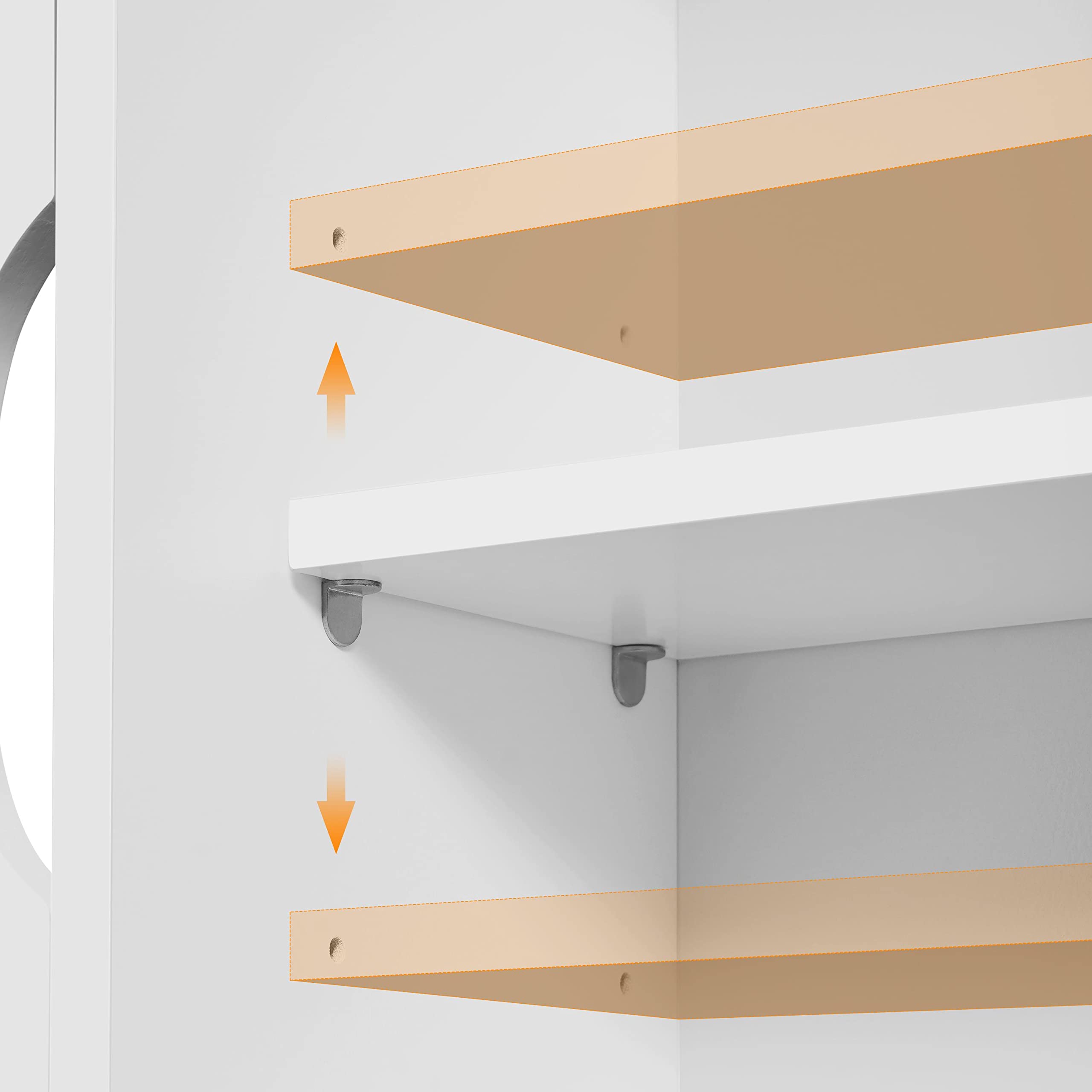 Yaheetech Mobile da Bagno con Ruote Armadietto da Terra con Ante Scorrevole Mobiletto in Legno con Ripiani Multilivello 20 x 70 x 72 cm Armadio Portaoggetti Bianco