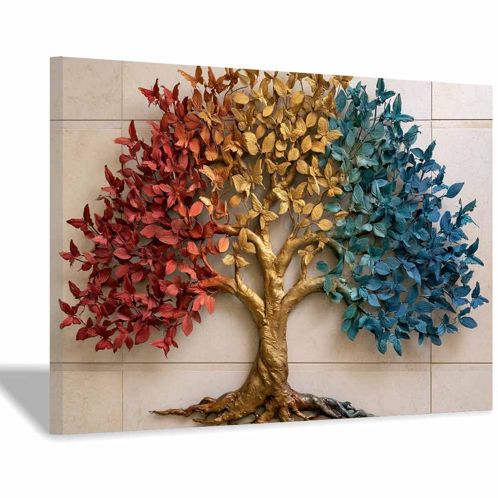 XENIOU Tree Of Life Wall Art Glowing Starry Tree canvas painting wall art, Living Room Bedroom Hallway Stairs Decoration.(Multicolor)-70x100cm Framed