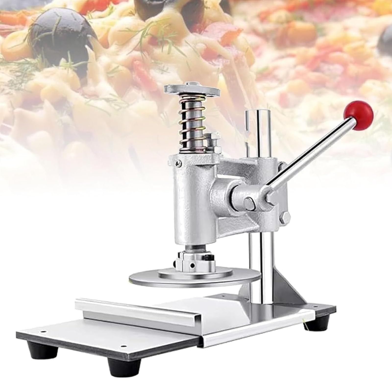 Pressa Manuale per Impasto Pizza, Pressa per Pizza in Acciaio Inox, Spessore Dellimpasto Regolabile, Ritorno Automatico, per Pizzerie, Snack Bar, Panetterie E Panifici