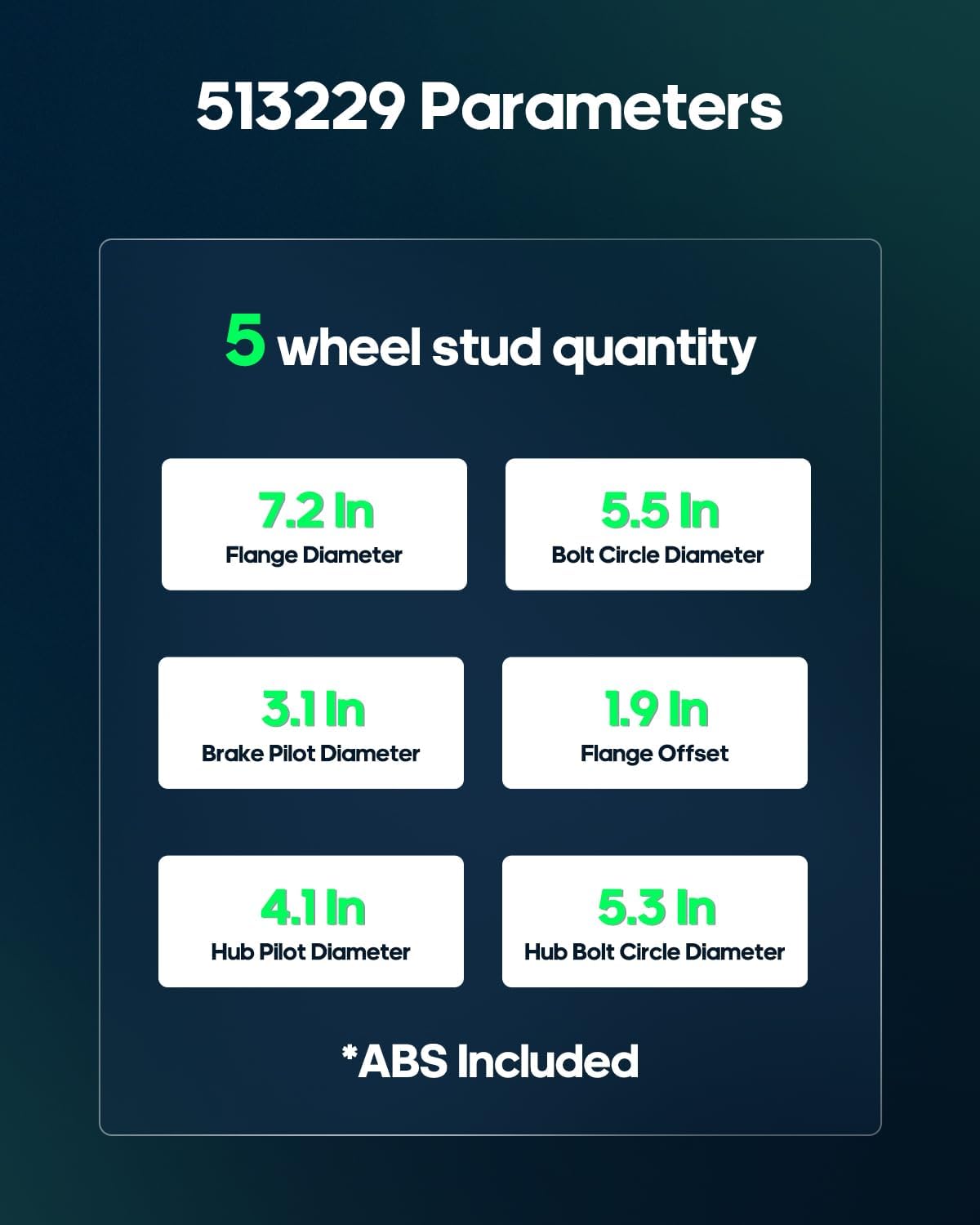 SCITOO Wheel Hub Wheel Bearing Assembly Front 513229 fit for Dodge DAKOTA 2005-2010 for Mitsubishi RAIDER 2006-2008 for Ram DAKOTA 2011 5 Lugs Wheel Hub Bearing Assemblies W/ABS 1pc