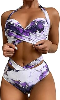 Traje de baño de una pieza para mujer, traje de baño de cintura alta, push-up, cuello en V, tankini para playa, traje de baño ajustable Bikinislip Tankini Top