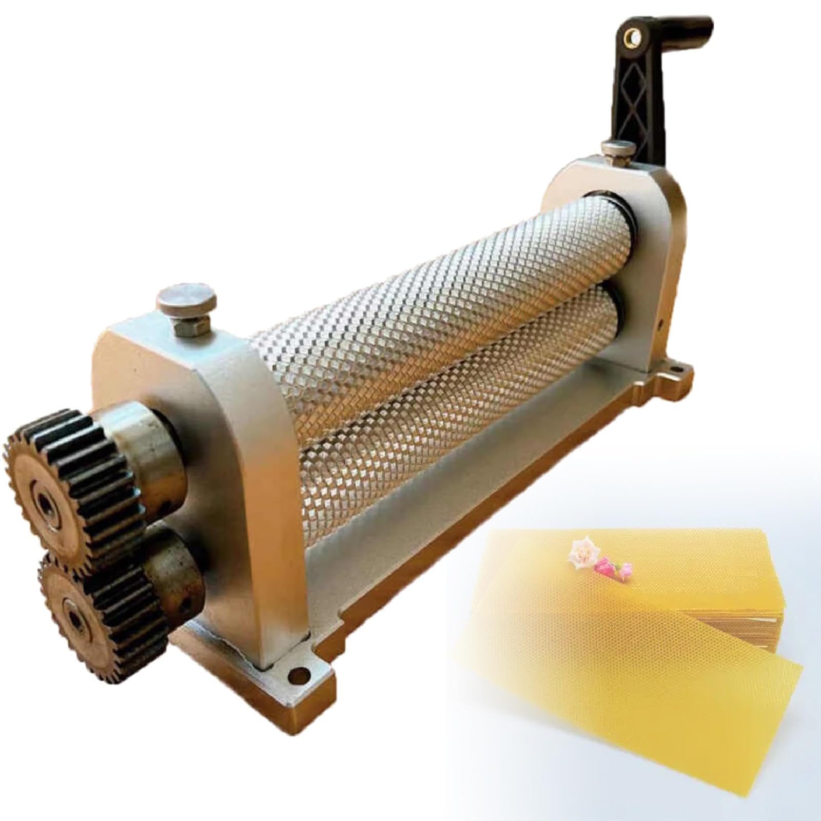 GAYAYAS Manual Beeswax Foundation Mill, Comb Foundation Machine, with Aluminum Alloy Rollers, Portable Beeswax Press, for honeycomb production 5.1mm