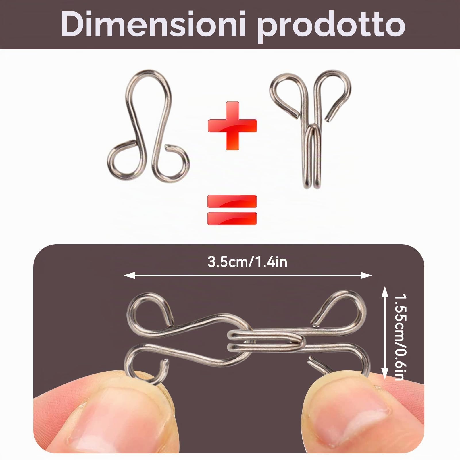 10 ganci per cucire e chiusura con occhi, sostituzione ganci per reggiseno, ganci grandi e chiusura con occhi per reggiseno, giacca di pelliccia e abbigliamento Occhiello per abbigliamento (Nero)