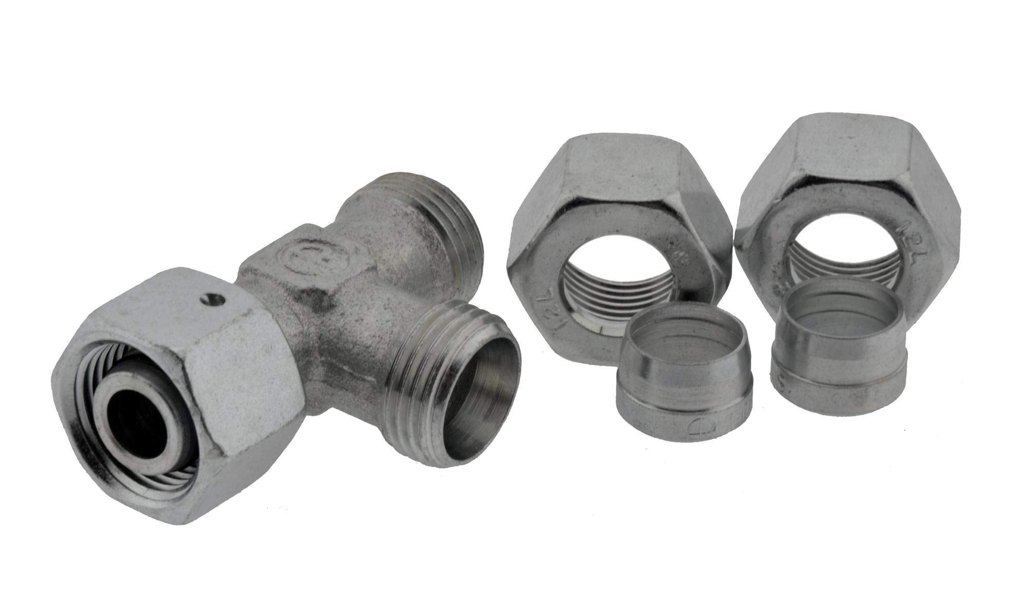 Einstellbare L - Klemmringverschraubung 14 S - G 1/2", Edelstahl L EInschraubverschraubung schwere Baureihe