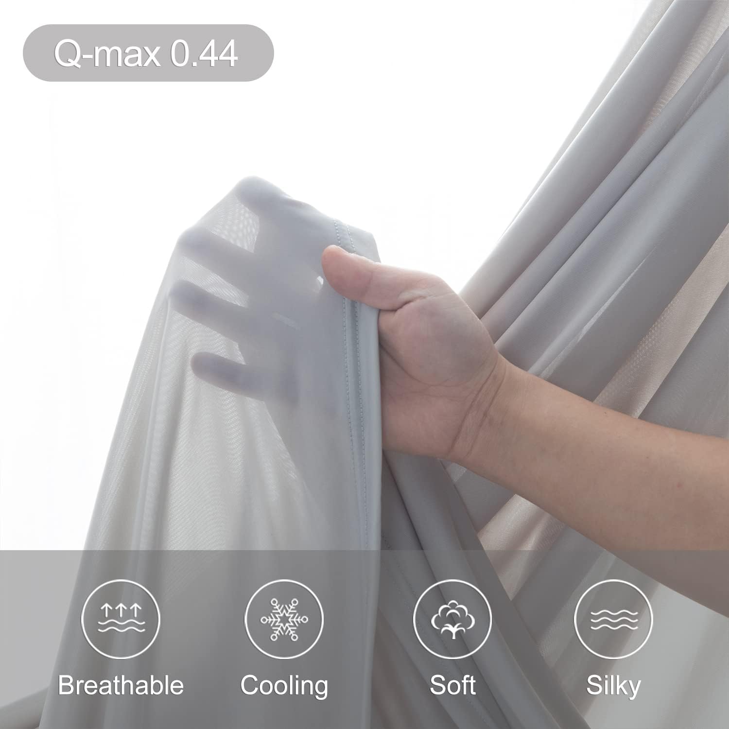 Cooling Blanket Queen Size, Summer Blanket with Extreme Thin Design, Japanese Cooling Fiber Absorbs Body Heat, Lightweight Soft Cold Sheet for Sleeping Cool Bed(Queen Size 96" x 90" Grey) - Image 3