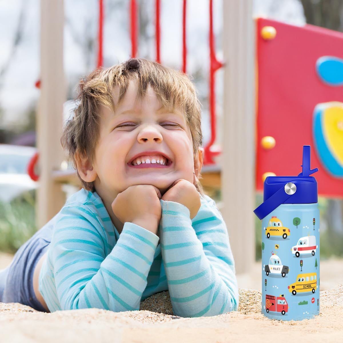 Transportation Kids Water Bottle With Straw Lid 12oz Insulated Stainless Steel, Travel Tumbler, Gifts For Boys, Birthday, Christmas, Back To School - Image 7