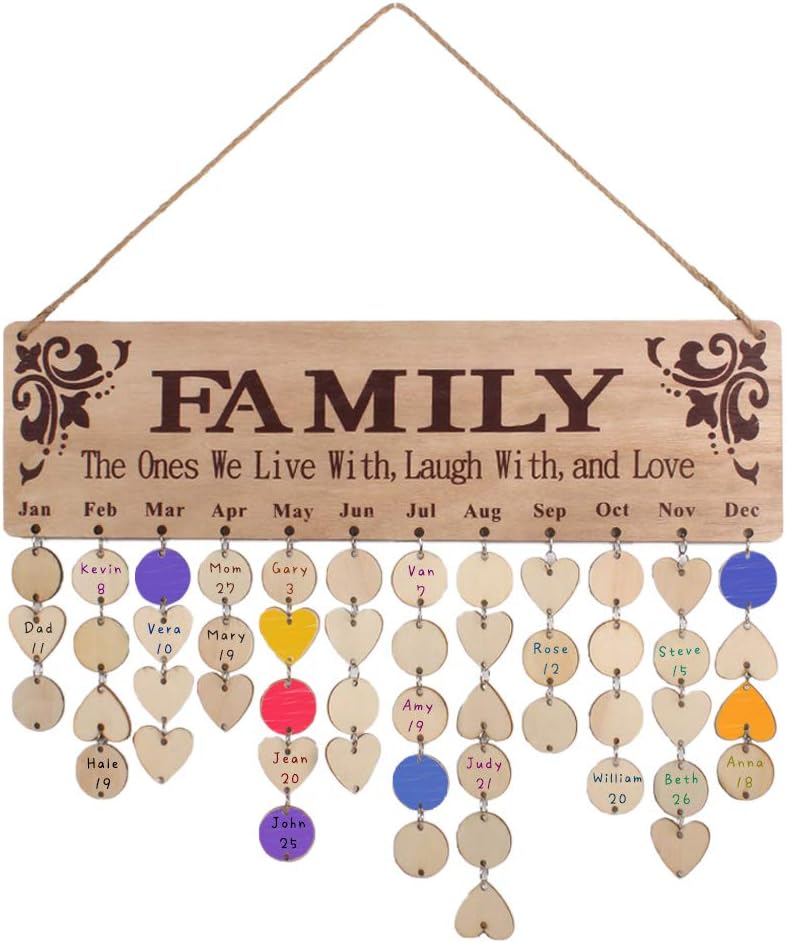 DailyAlli Wooden Family Birthday Board Wall Hanging,Gifts