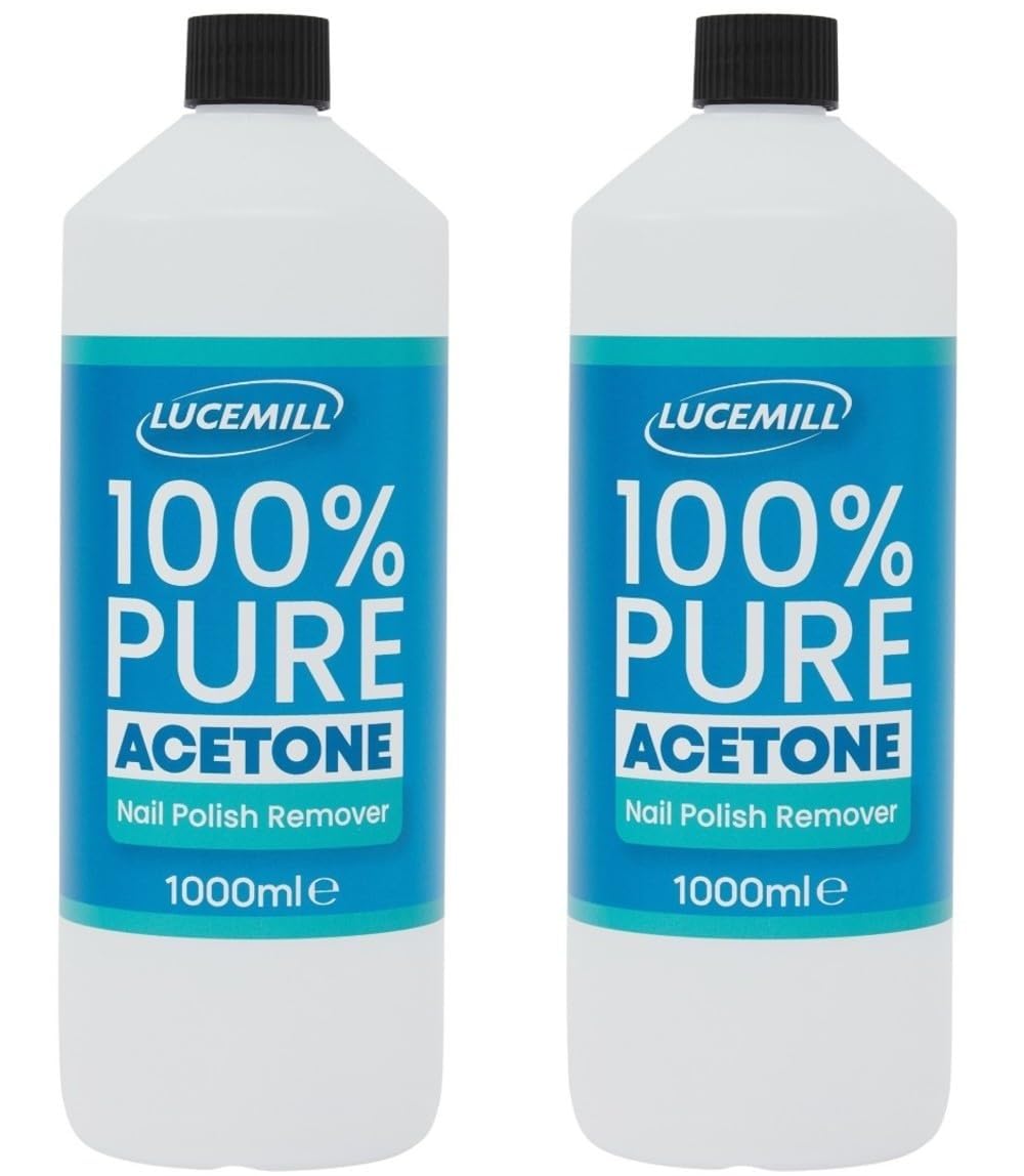 Lucemill 100% Pure Acetone | 2 Litre (2x1L) | Professional Nail Polish Remover for Acrylics, Gel & Glue | Salon Use | UK Made