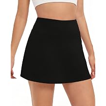AHLW Womens Tennis Skirts High Waisted Athletic Golf Skorts with Pockets Workout Running Mini Skirts with Shorts Underneath