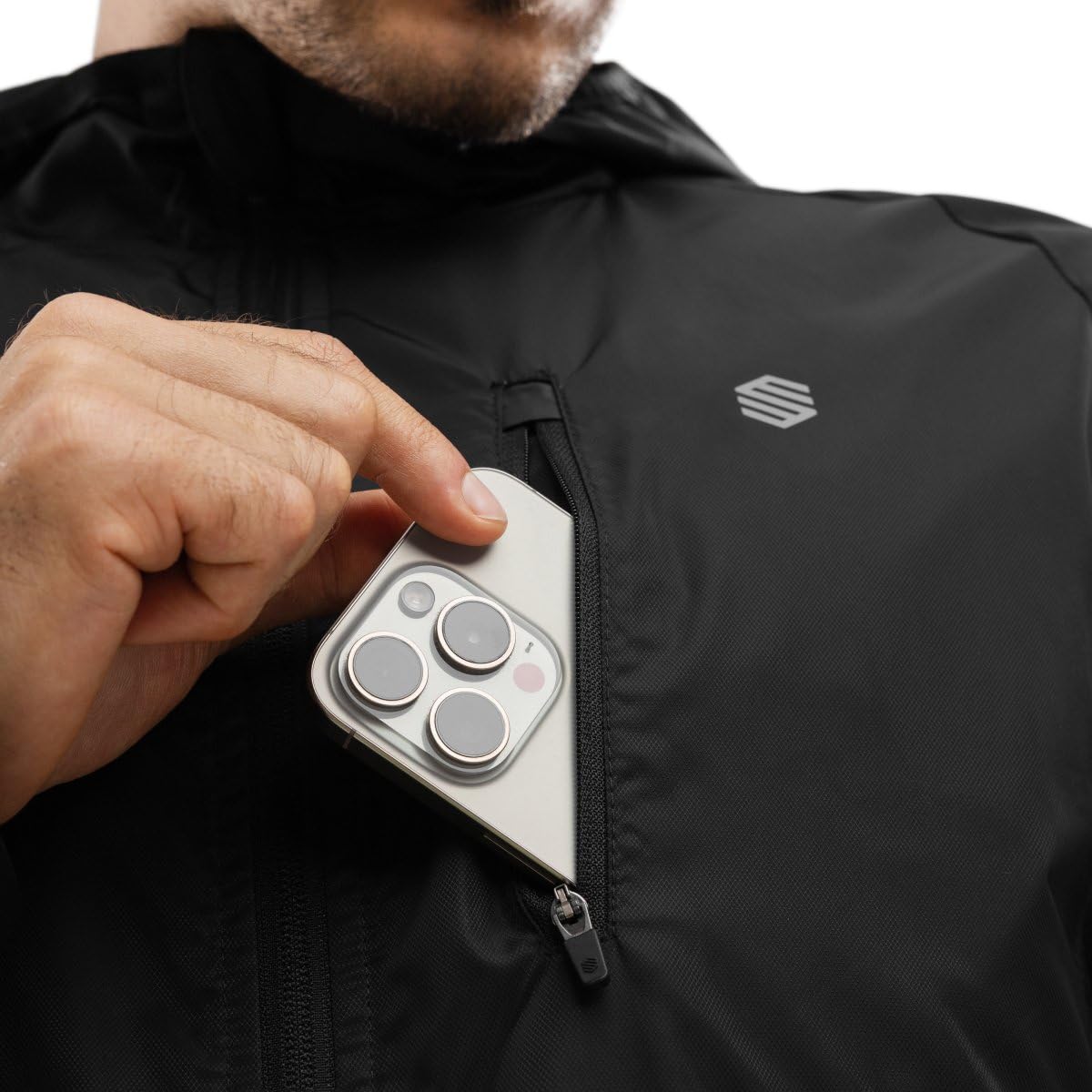 SIROKO Chaqueta cortavientos entrenamiento fitness Grand Marathon Negro