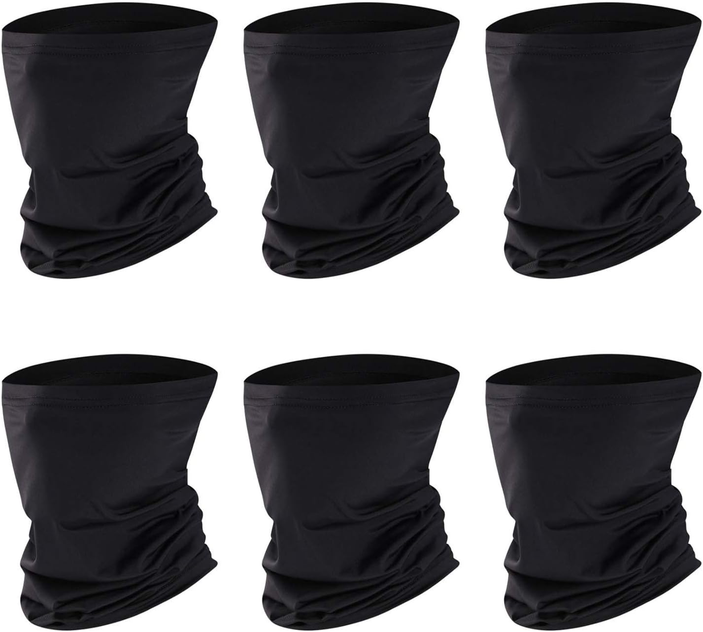 6 Packs Bandana Masks Neck Gaiter Face Scarf for Men and Women, Anti Dust Breathable Mask for Fishing Hiking Cycling Sports (black)