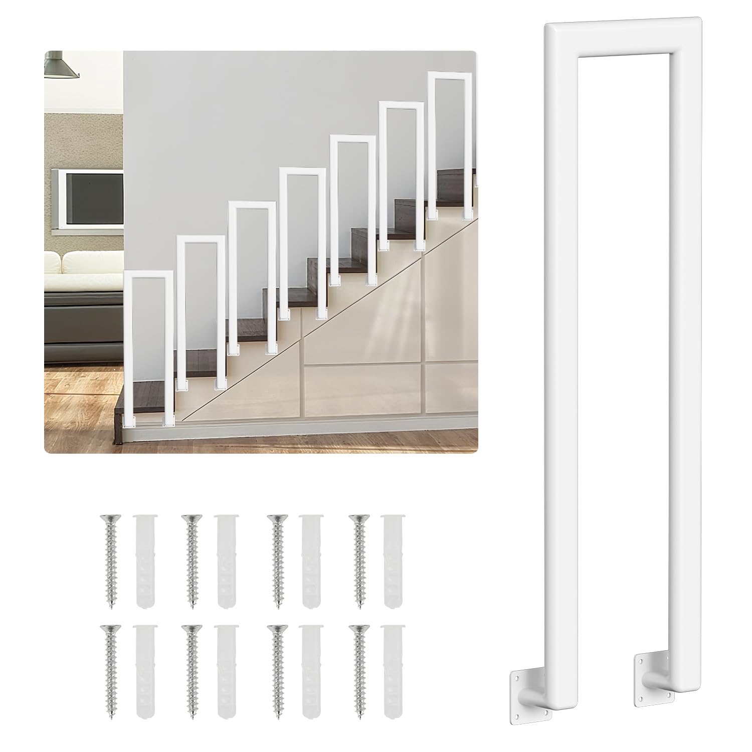 Main courante d'escalier en forme de U en metal noir pour grenier