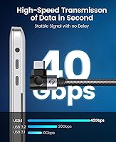 Vista 2 de ORICO Cable USB C a USB C de 240 W de carga de 6.56 pies, cable USB C 3.2 Gen2x2 en ángulo recto, transferencia de datos de 20 Gbps, 4K a 60 HZ