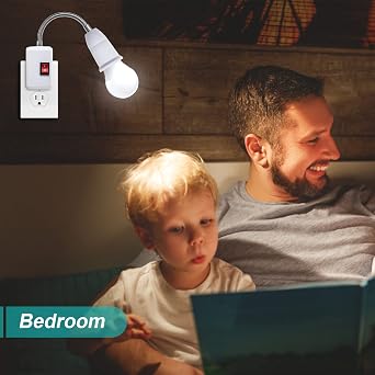 Flexible Plug in Lamp Socket, 2 Pack All Direction Extension Adapter Extender, E26/E27 Light Socket Extender, All Direction Bulb Adapter, Bulb Holder with Plug Socket Switch for Night Light Desk Lamp