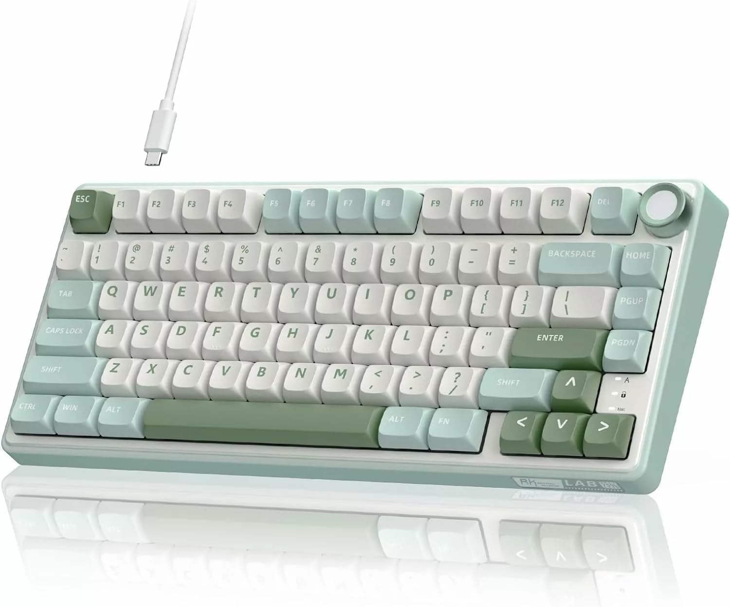 RK R75 Gaming Keyboard Wired Mechanical Keyboard with RGB Backlit, PBT Keycaps for Mac Windows Linux - Phantom, Brown Switch (Skycyan, Fast Silver Switch, Wired)