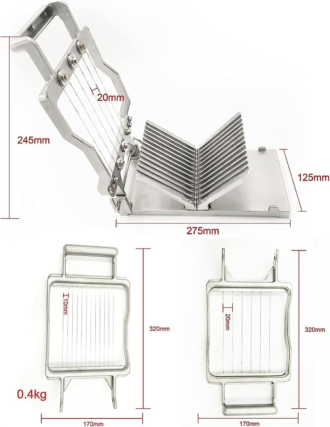 Affettatrice for Formaggio Commerciale con Lame da 1 cm e 2 cm, in Acciaio Inossidabile, for Formaggio, Burro, Toast e Carne