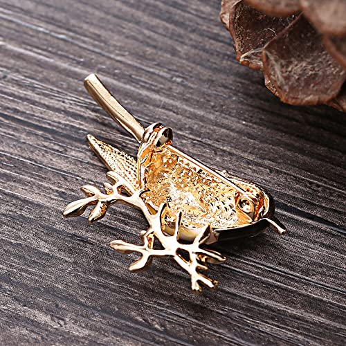 Image of Generic Fashion Women Brooch Costume Wedding Jewelry Vintage Handmade Animal Bird Branch Crystal Gold Color Brooch Pin Practical and clever