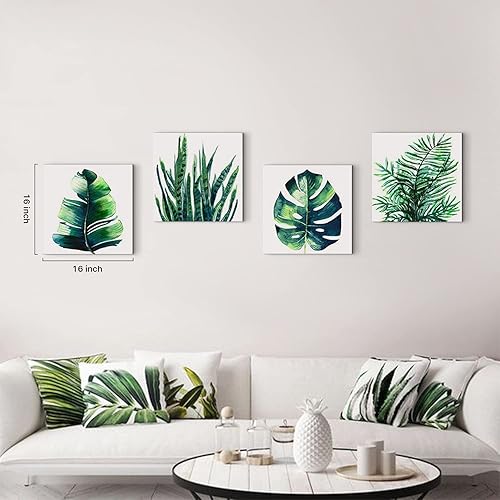 Miniatura 40 de Arte de pared de naturaleza con plantas verdes, decoración de pared de hojas botánicas tropicales, impresiones en lienzo para dormitorio, Hoja