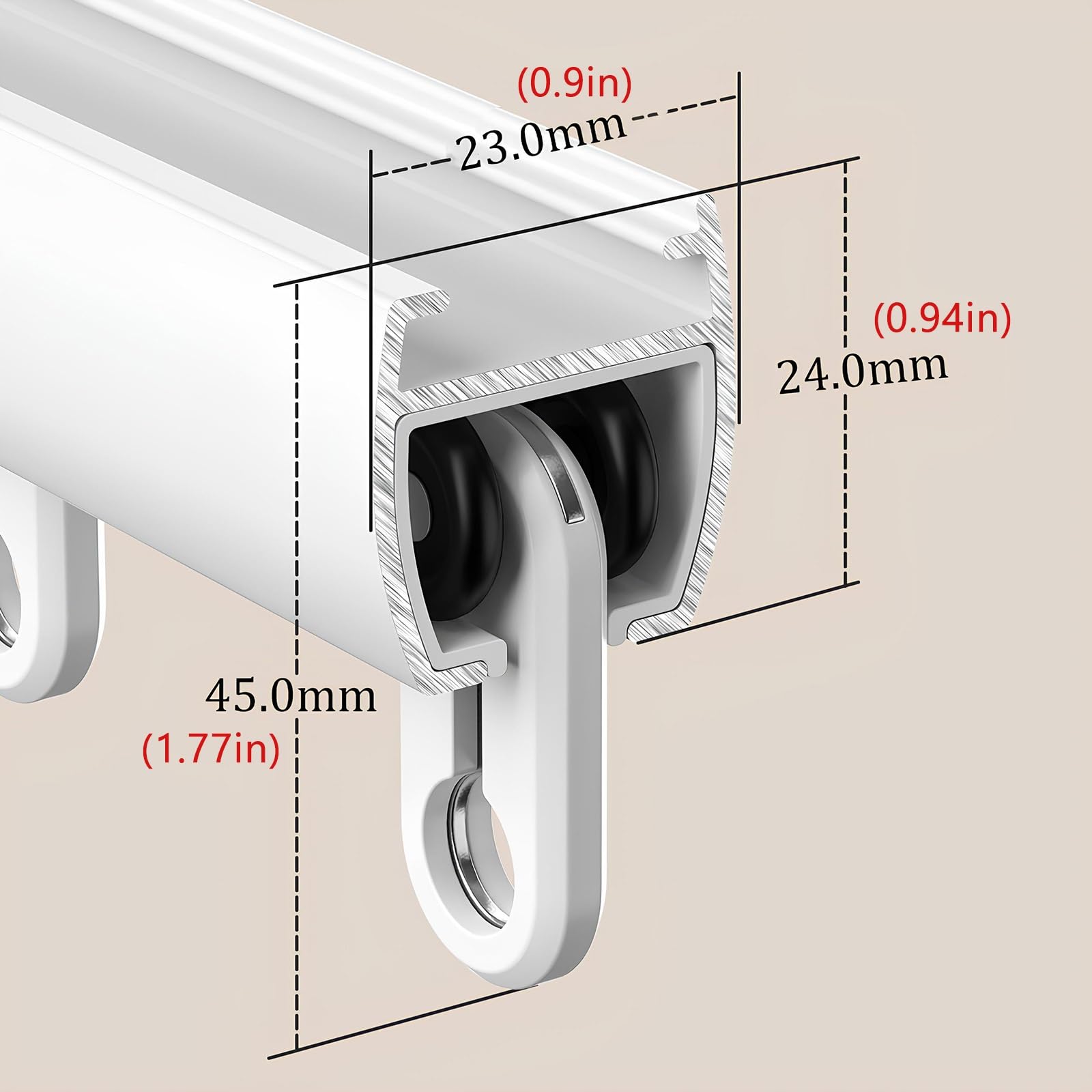 Aluminium-Deckenschienen-Set, 70–600 cm, verstellbar, Wand-/Deckenmontage, ideal für Raumteiler und Privatsphäre, 310 cm / 10.2ft, Weiß
