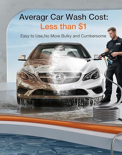 Miniatura 2 de Ikewzbk - Lavadora a presión inalámbrica alimentada por batería, lavadora eléctrica inalámbrica de 1800 PSI, batería de 4 A, boquilla 5 en 1, 3