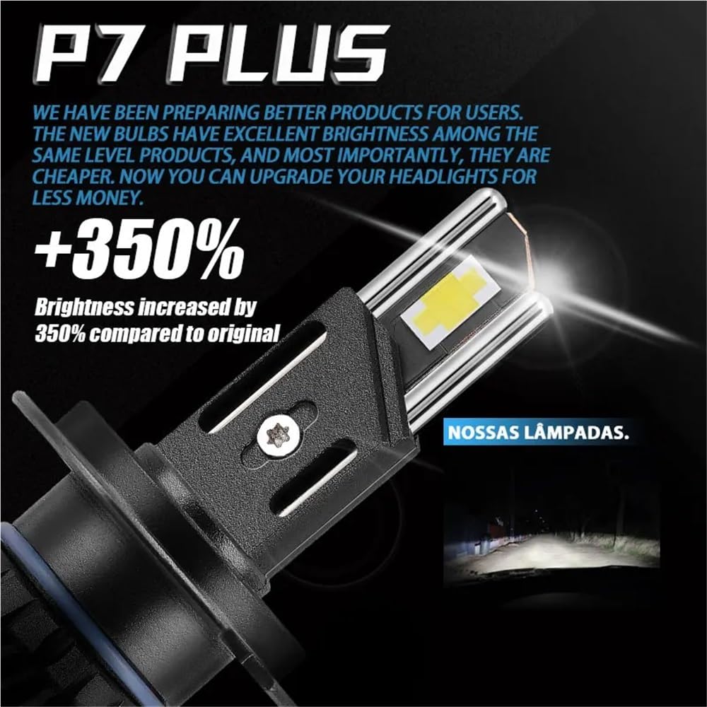 P7 PLUS 140W H7 Żarówki Led do reflektorów 6000K 4300K ​​LED H4 H11 HB3 9005 HB4 9006 Podwójna miedziana rurka Led 12V 2 szt.(H11)