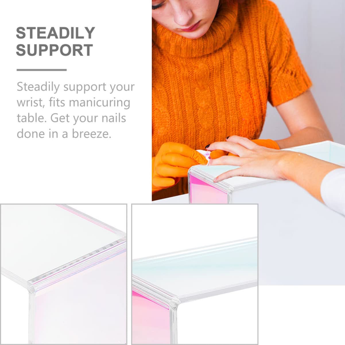 Cuscino Supporto Manicure per Poggiamani in Mani Trasparente Acrilico | Unghie in Salone, per Lavoro Manicure, Cuscino Ispessito, Supporto Polso Comodo