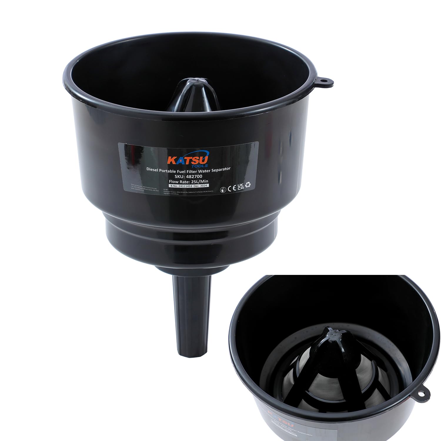 KATSU Tools Kraftstofffilter-Trichter Wasserabscheider 21cm, Bis 20L, für Fahrzeuge 482700