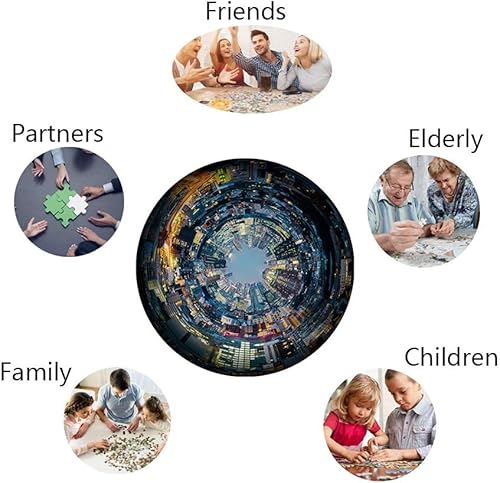 Miniatura 4 de Rompecabezas de 1000 piezas, rompecabezas redondos de visión de la ciudad, rompecabezas de 1000 piezas para adultos, adolescentes, rompecabezas