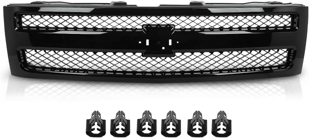 DOTCOM Front Bumper Mesh Grille Insert Compatible with Chevy Silverado 1500 Hybrid 09-13/ Fit Chevy Silverado 1500 XFE 10-13/ Fit Chevy Silverado 1500 LS LT LTZ WT 07-13 25810707, 19303978 Black