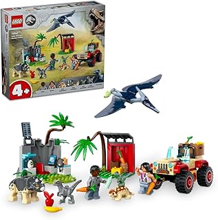 مجموعة مركز إنقاذ صغير الديناصور 76963 للأطفال من LEGO® Jurassic World، ترايسيراتوبس صغير، وألعاب شخصية أنكيلوصور وفيلوسيرابتور، هدية بناء للصبيان والبنات الذين تبلغ أعمارهم 4 سنوات أو أكثر