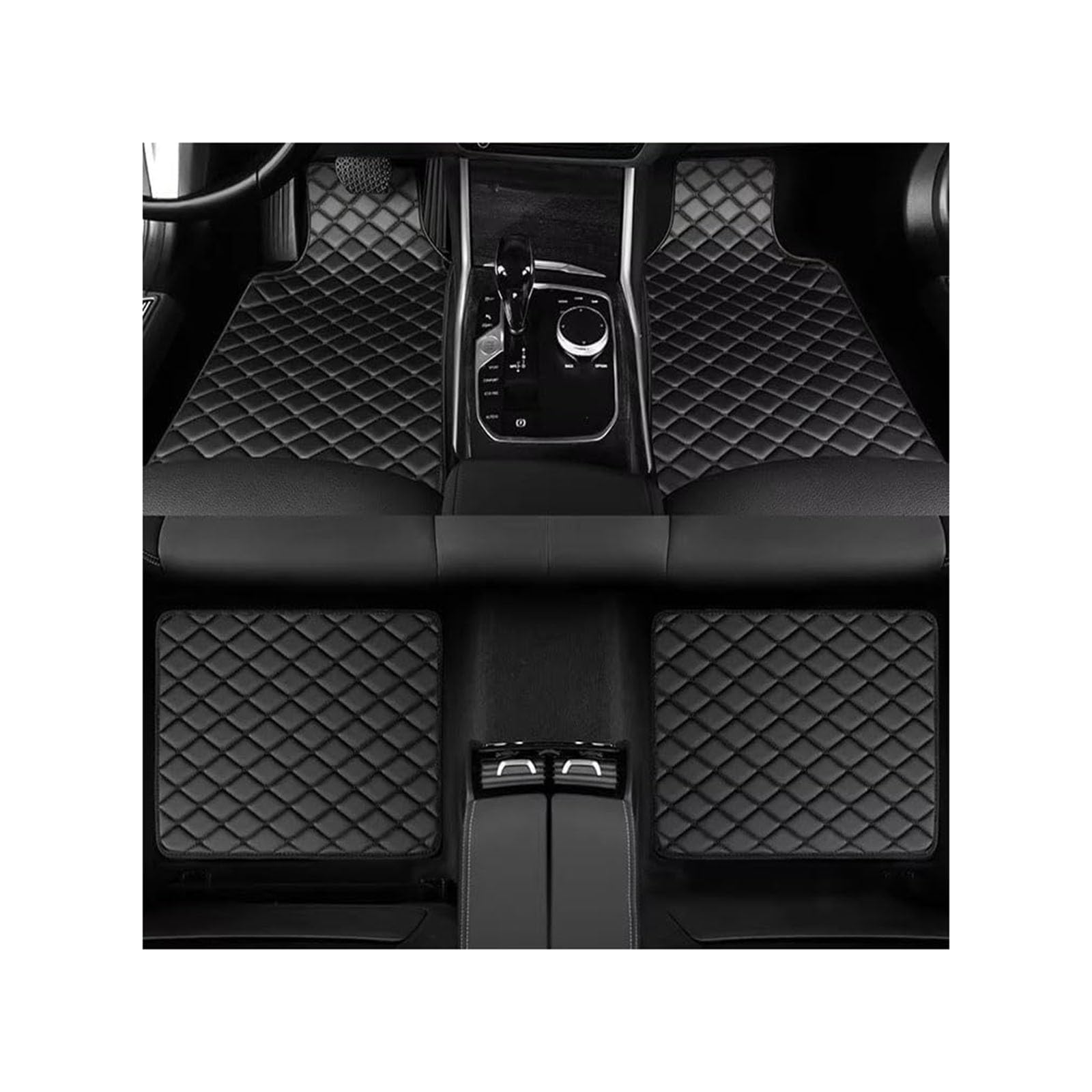 XXMMHTFD Car Mats for Nissan Almera Juke Leaf Micra Navara Pulsar Qashqai Qashqai+2 X-trail, Luxury Leather Car Floor Mats Full Set, Waterproof All Weather Carpets with Anti-Slip Layer Liners,A