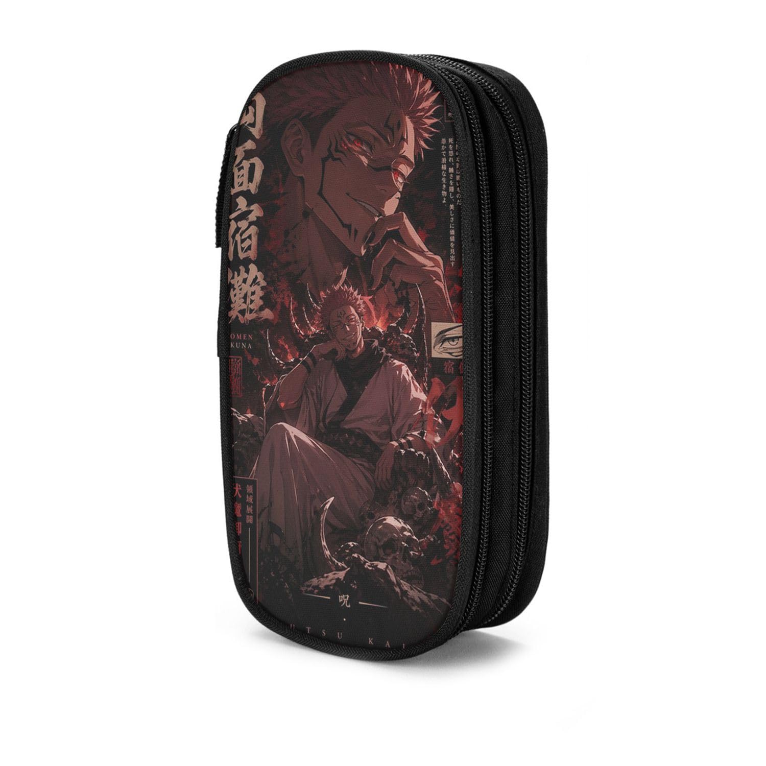Leoaitcd Anime Cool Ryomen Sukuna Expandable Large Pencil Case for Students, Large Capacity Stationery Bag for School Office Travel