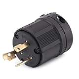 NEMA L6-30P 30 Amp 250 Volt Lock Male Plug USA 3 Pole Industrial Grade Grounding 3-Prong Power Generator Plug Black