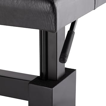 OnStage KB9503B Yüksekliği Ayarlanabilir Piyano Tezgahı (Akustik Kuyruklu Piyanolar, Dijital Klavyeler, Sentezleyiciler, Organlar, Hidrolik Destekli, Yastıklı, Yastıklı, Ahşap Tabanlı, Kaymaz Kauçuk