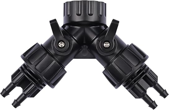 1/4 Inch Drip Irrigation Tubing Faucet Connector 2 Way Y Splitter | Convert 3/4" Garden Faucet Hose Thread to 1/4" Irrigation Tubing for Garden Drip Irrigation System
