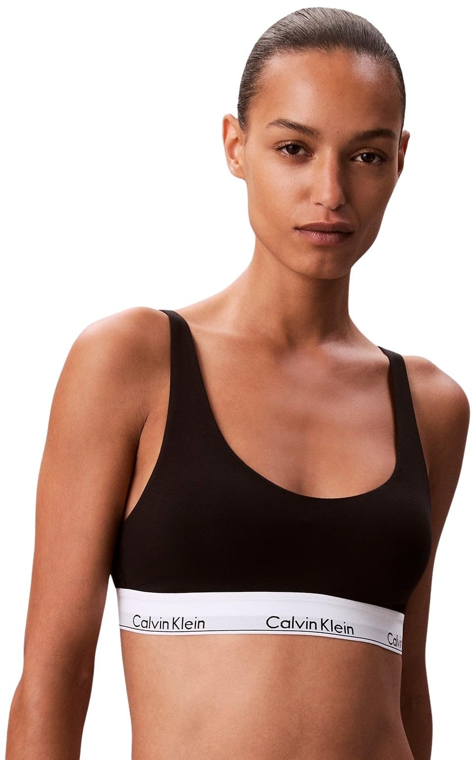 Calvin Klein Women’s Lightly Lined Bralette with Logo Band, Black (Black), XS