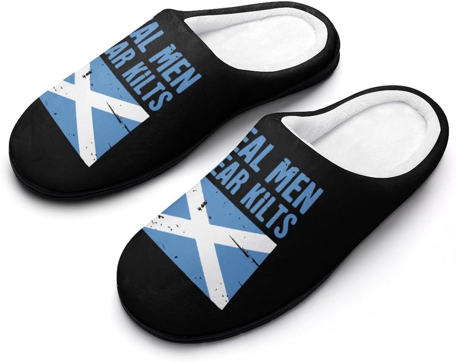 Scottish Flag Real Men Wear Kilts Women's House Slippers Memory Foam Warm Shoes Spa Rubber Sole Indoor Outdoor