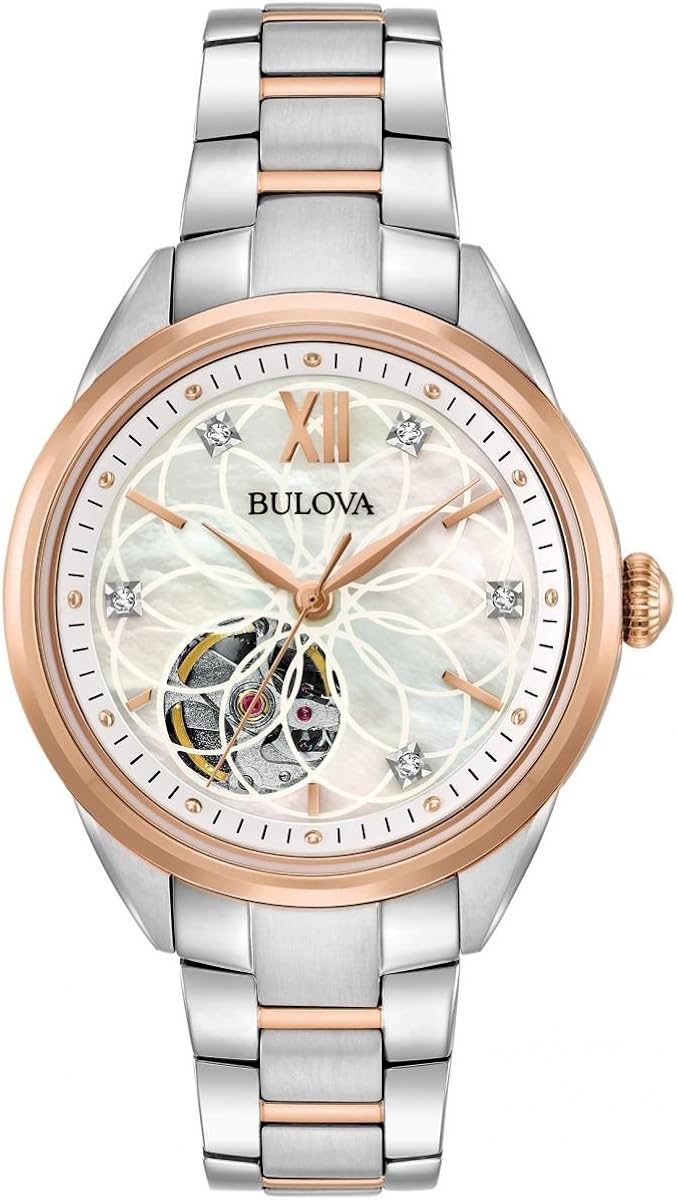Bulova Orologio Analogico Automatico Donna con Cinturino in Acciaio Inox 98P170