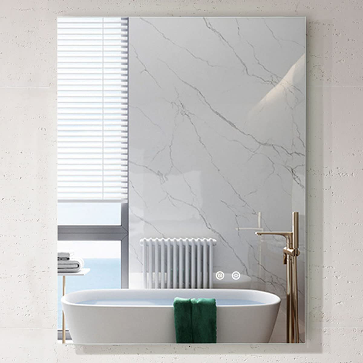 VOKIM LED Bathroom Mirror 36"x 28" Touch Button,Stepless Dimmable Wall Mirrors with Anti-Fog, Shatter-Proof, Memory, 3 Colors, LED Mirror for Bathroom,(Horizontal/Vertical)