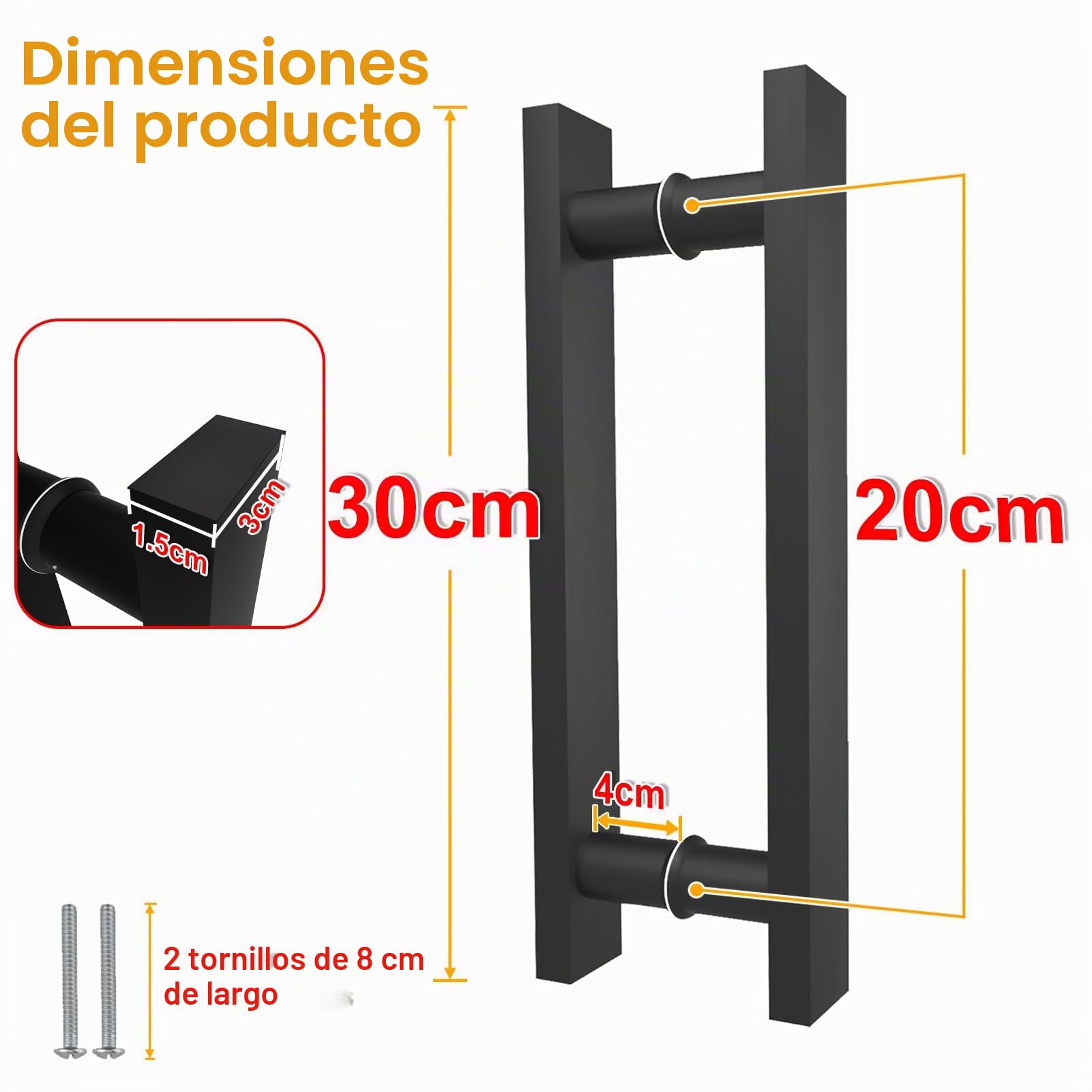 Tirador de Puerta en Negro Mate para Puerta de Granero 30/60/90/120/150 cm, Tiradores Puertas Correderas y Tiro de Doble Cara, Tirador Largo para Puertas Francesas Puertas Exteriores