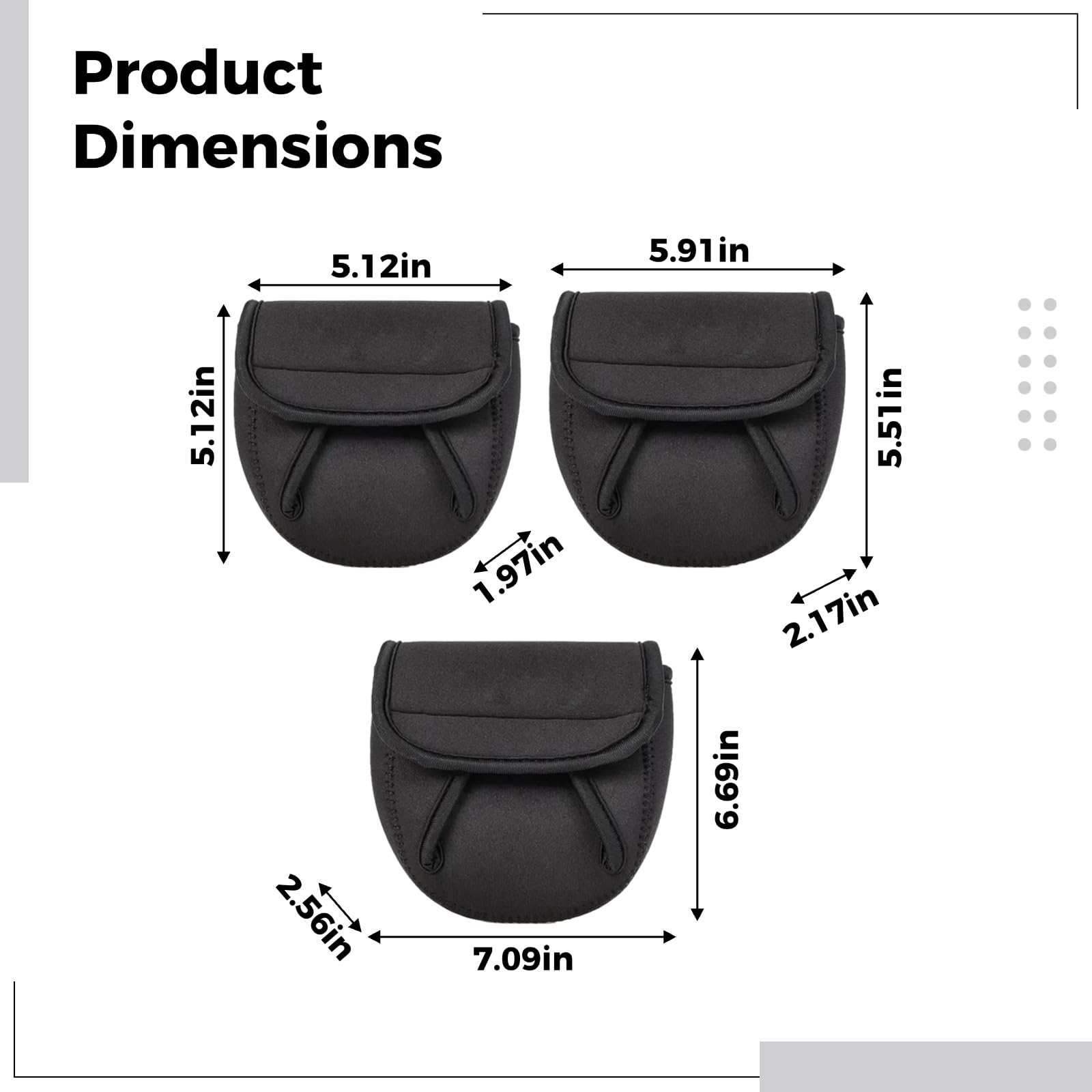 3 fundas de neopreno para carretes de pesca, tamaño S, M L, fundas para carretes estacionarios, resistentes al agua, con relleno, para carretes de la serie 6000 a 8000, con diseño de ranura